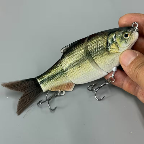 3-Segment Jointed Swimbait – Hard Bait Bass Lure | Purple Gizzard Shad & Baby Bass